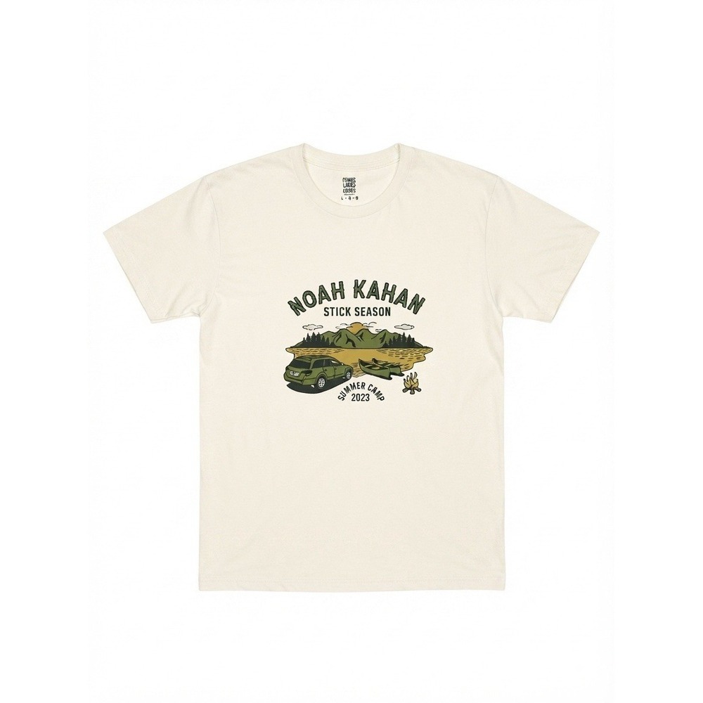 Noah Kahan Tour T-Shirt Mens Large Beige Stick Season Summer Camp 2023 Graphic